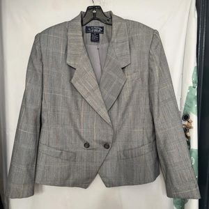 E.H.Woods Women’s gray plaid Lined Pockets blazer jacket size 12.